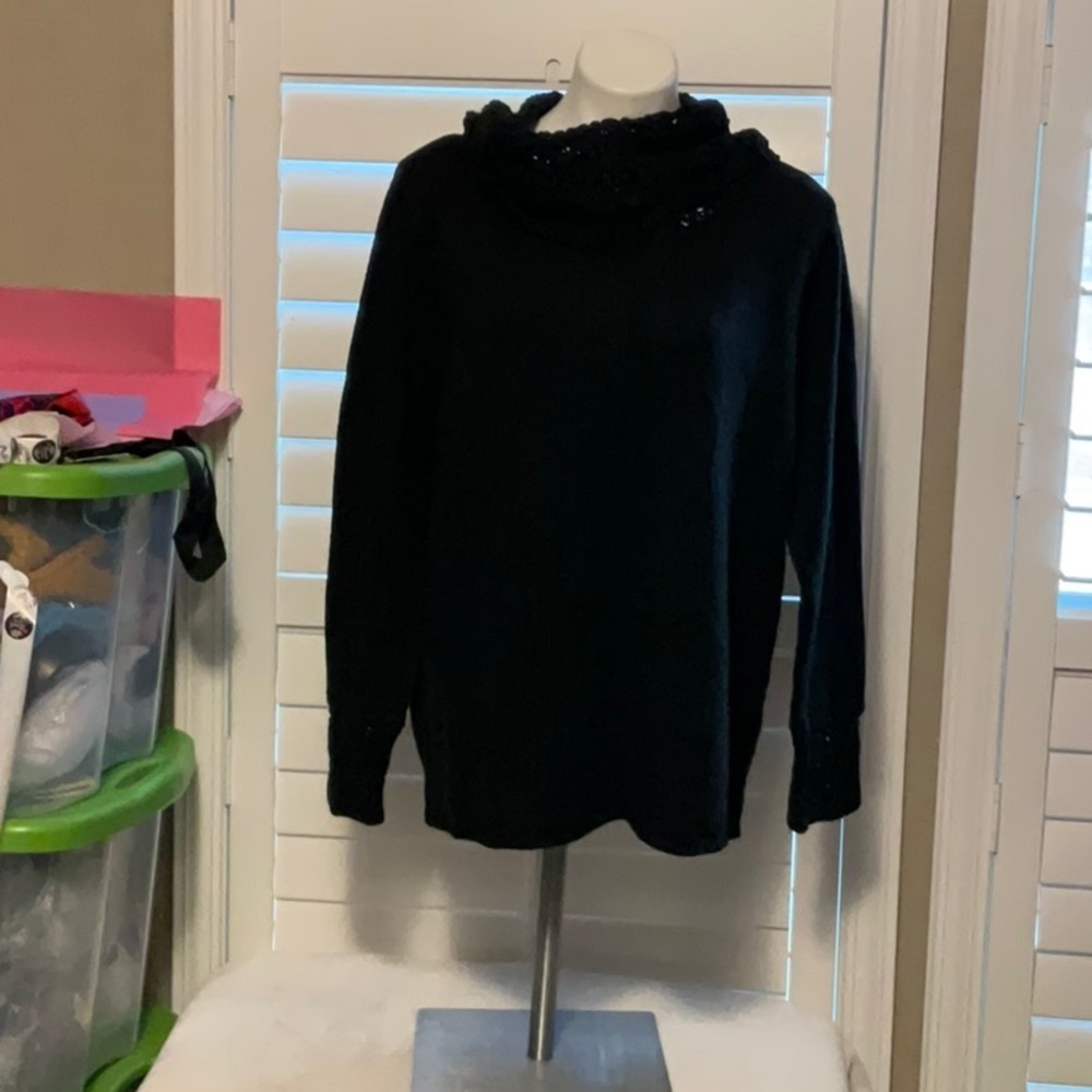 Karen Scott Black Cowl Neck Sweater